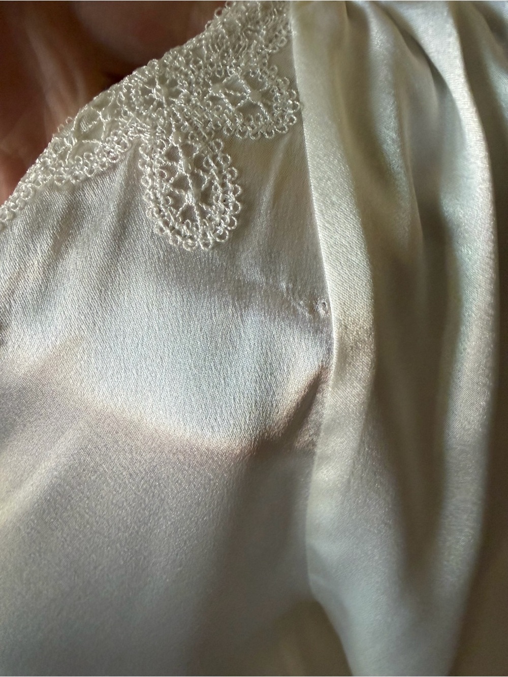 Vintage Oscar de la renta nightgown lace silky creamy white bridal xs - Picture 4 of 7